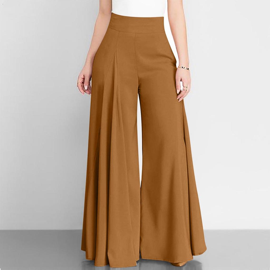 2026 Spring Women's High Waist Wide Leg Casual Pants - Solid Color, Lightweight