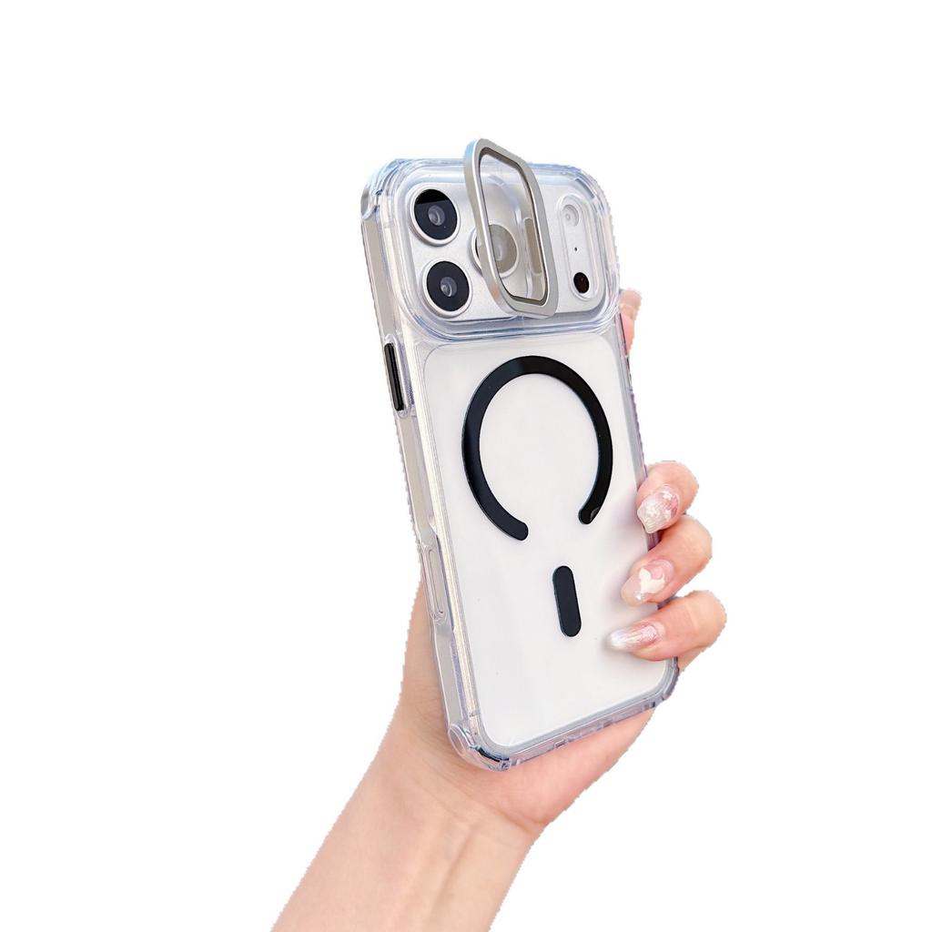 Applicable to Samsung S26ultra transparent magnetic mobile phone case A27 lens film bracket four-corner airbag anti-drop