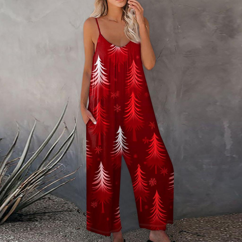 Bedruckter Damen-Overall, lässig, lockerer, verstellbarer Straps-Overall