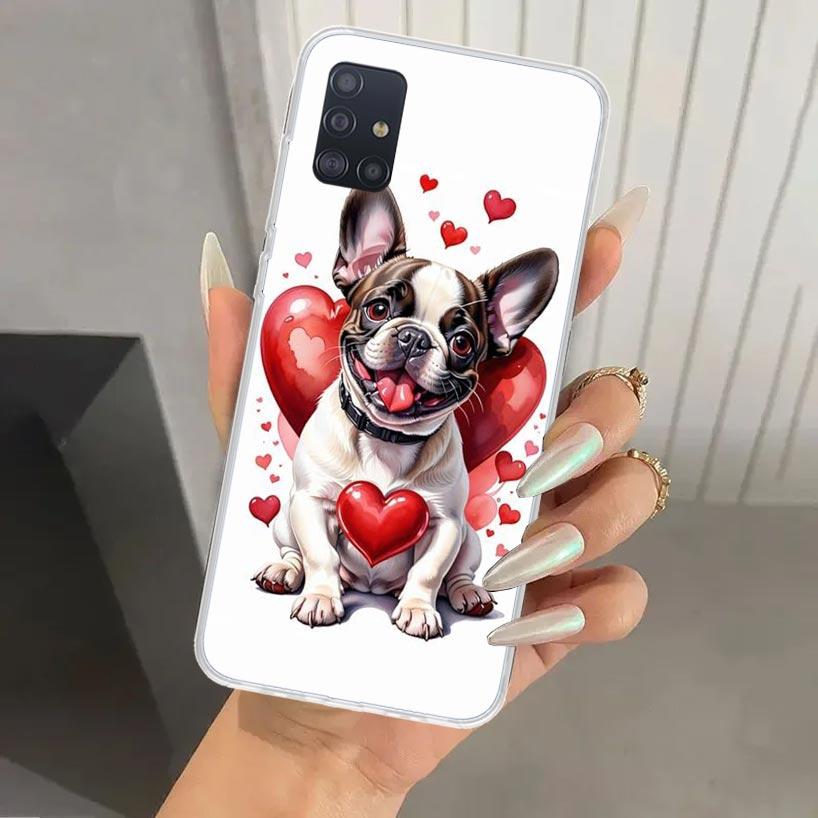 Lovely Puppy Heart Dogs Phone Case for Samsung Galaxy A52 A32 A22 A12 A02S A50S A30S A10S Note 20 Ultra 10 Plus S10 A31 A20 A71