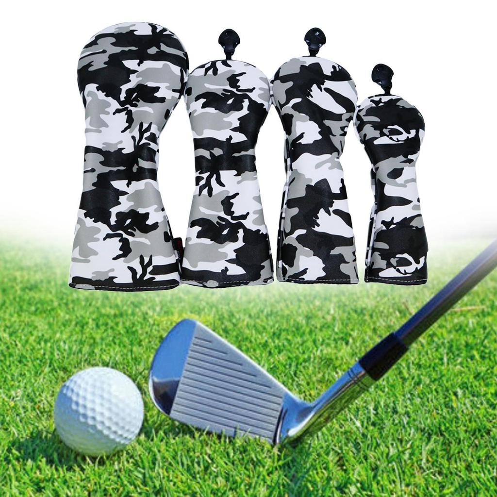 3/4 Stück Golfschläger-Abdeckungsset Holzschläger-Kappenabdeckungen Camouflage Schlägerkopf-Abdeckungen Schutzabdeckungen Nr. 1 3 5 und Nr. 1 3 5 UT