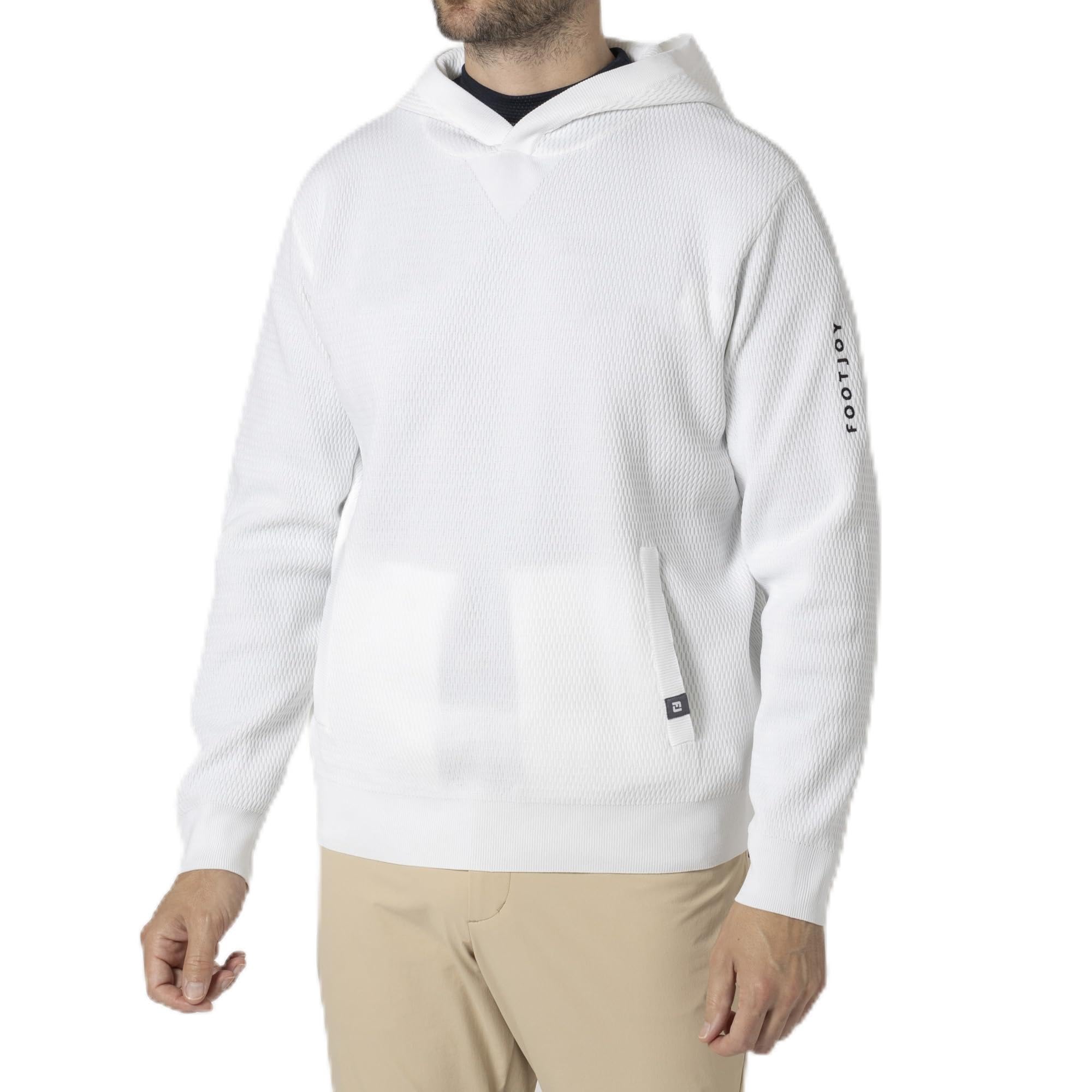 

FootJoy Sweater, Honeycomb Pattern, Long Sleeve Pullover Hoodie, White, Men s, XL, FJ-F24-M03 (32211-XL)