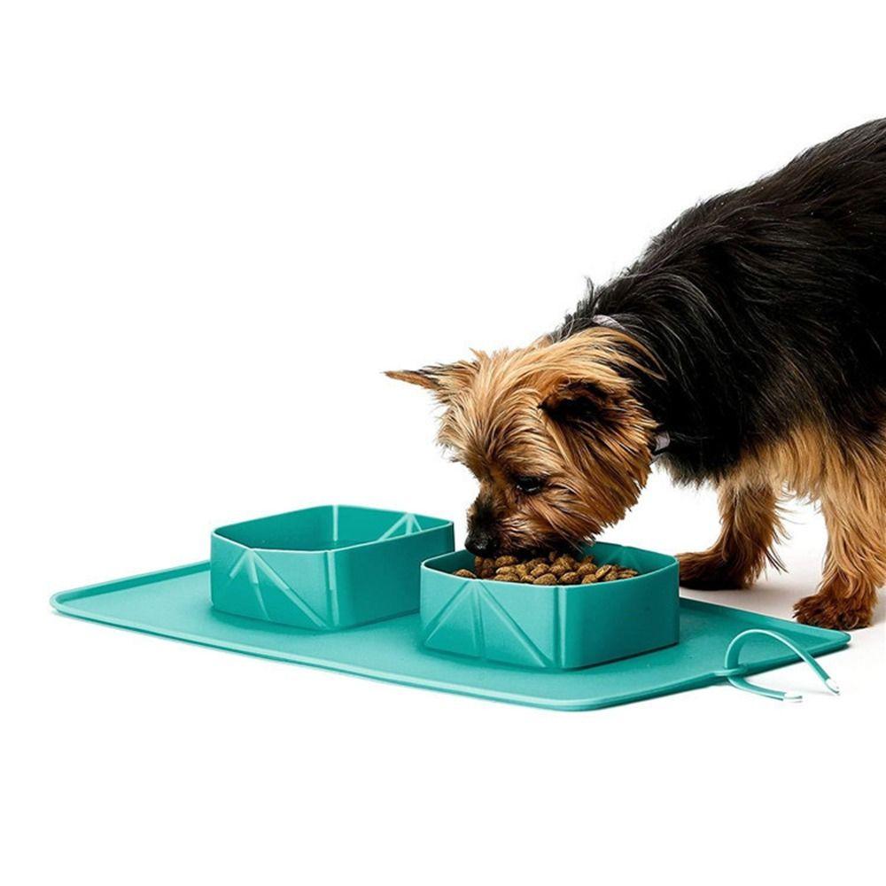 Anti Slip Silicone Folding Dog Bowl 2-in-1 Cat Water Feeder Folding Double Bowls  for Dogs/Cats