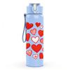 1PC Red Romantic Heart Love Pattern 750ml Color Plastic Sports Water Bottle Leakproof Flip Straw Lid Suitable for Sports Office Home Use