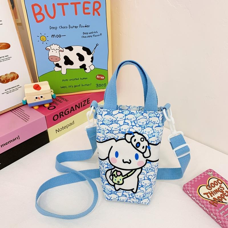 Fashion new children's bag cute girl large capacity water cup canvas bag baby shoulder messenger bag