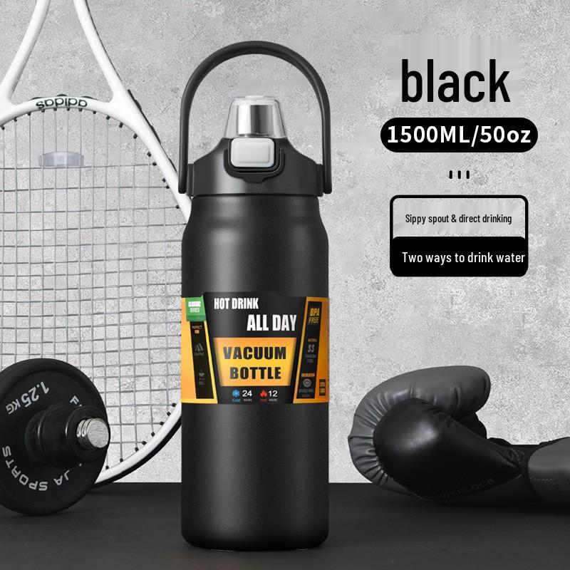 304 Stainless Steel Large Capacity Thermos Mug with Double Handle - Portable Mountaineering Water Bottle