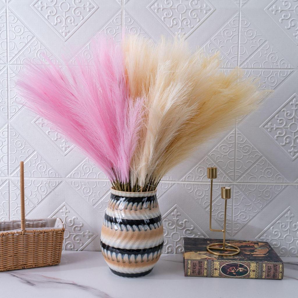 INS Style Pampas Grass & Green Plants Artificial Flowers for Wedding Decor & Crafts