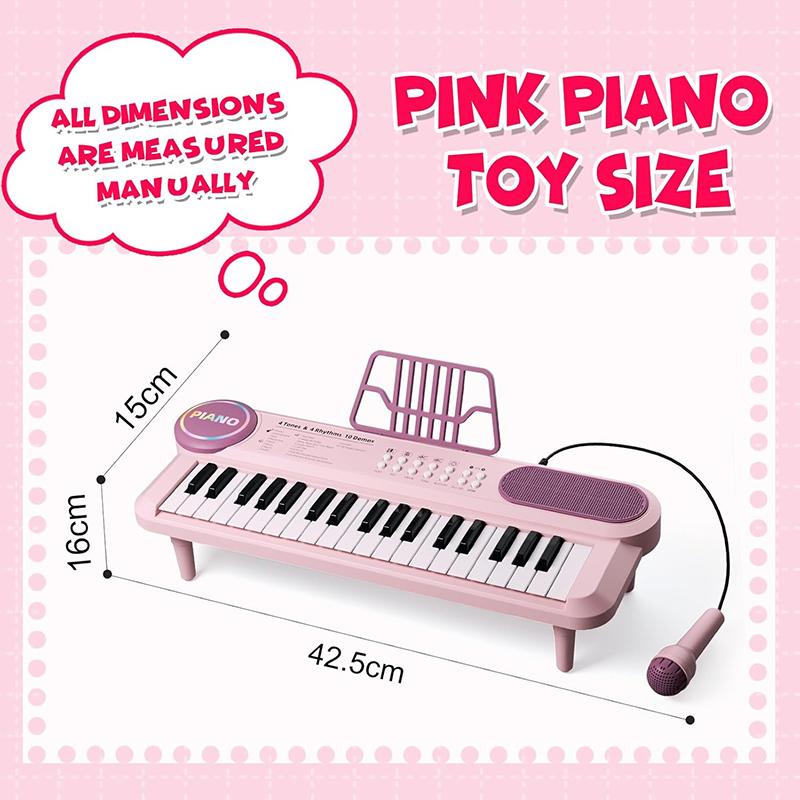 Year Pink Piano Toy For Girls 37 Key Portable Electronic Keyboard With Microphone Birthday