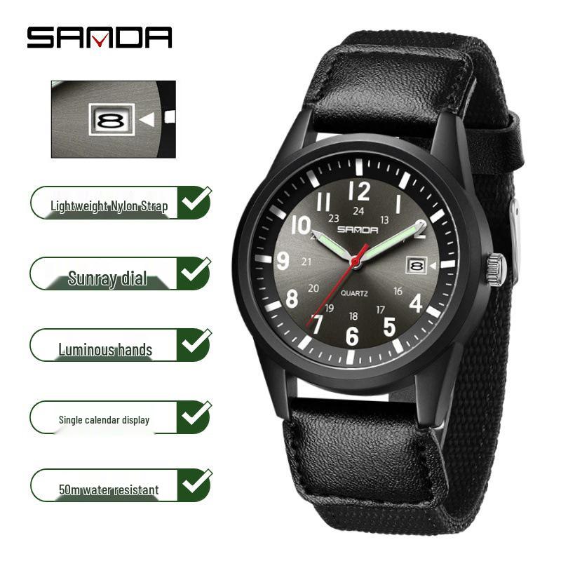 Sanda Fashion Youth Quartz Wristwatch: Casual Digital, Dual Calendar, Luminous, Waterproof, Unisex.