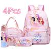 4Pcs/set Anime K-Pop Demon Hunters Printed Backpack Handbag Pencil Case 750Ml Water Bottler for Teenager Boy Girl Large Capacity Waterproof Schoolbag