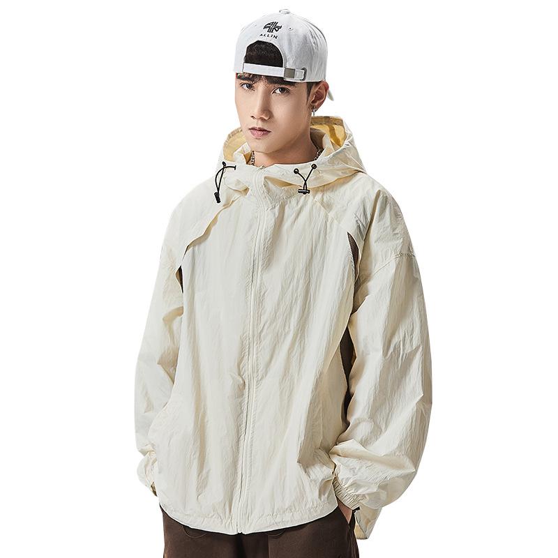 GURBAKS Men's Ice Silk UV Protection Hooded Jacket - Lightweight, Breathable, Summer Sun Protection