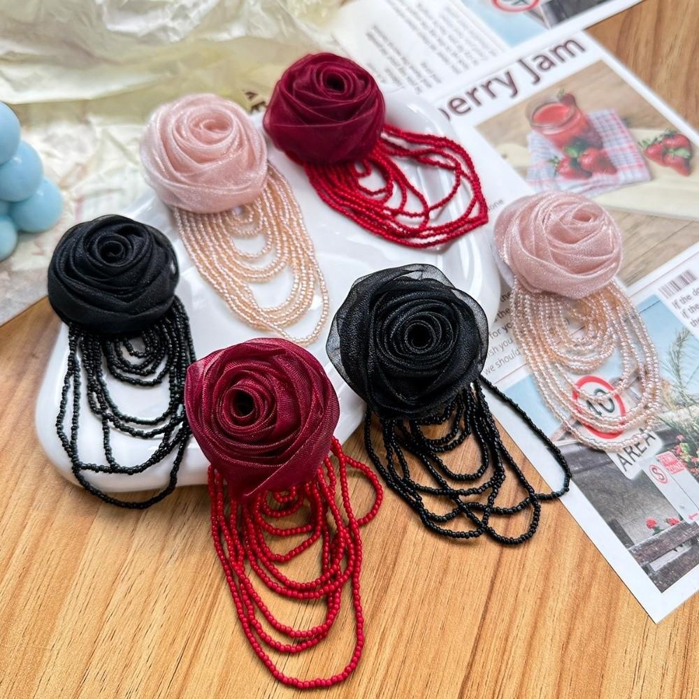 Mesh Chest Flower Handmade Clothing Patches Retro Organza Rose Flower  Hair Clip Accessories