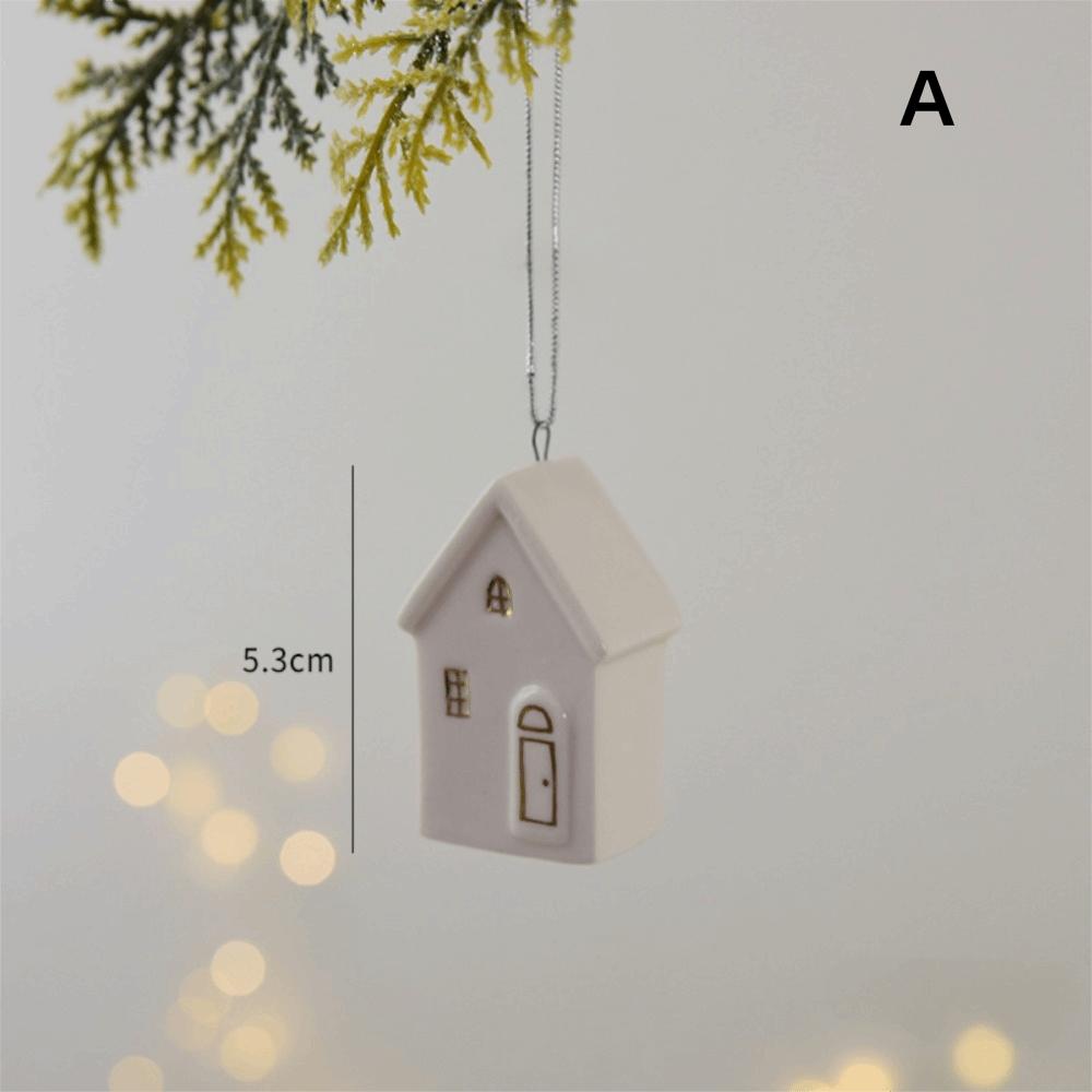 Ceramic Crafts Christmas Ceramic House Pendant Painting Pendant Ornament Merry Christmas Party