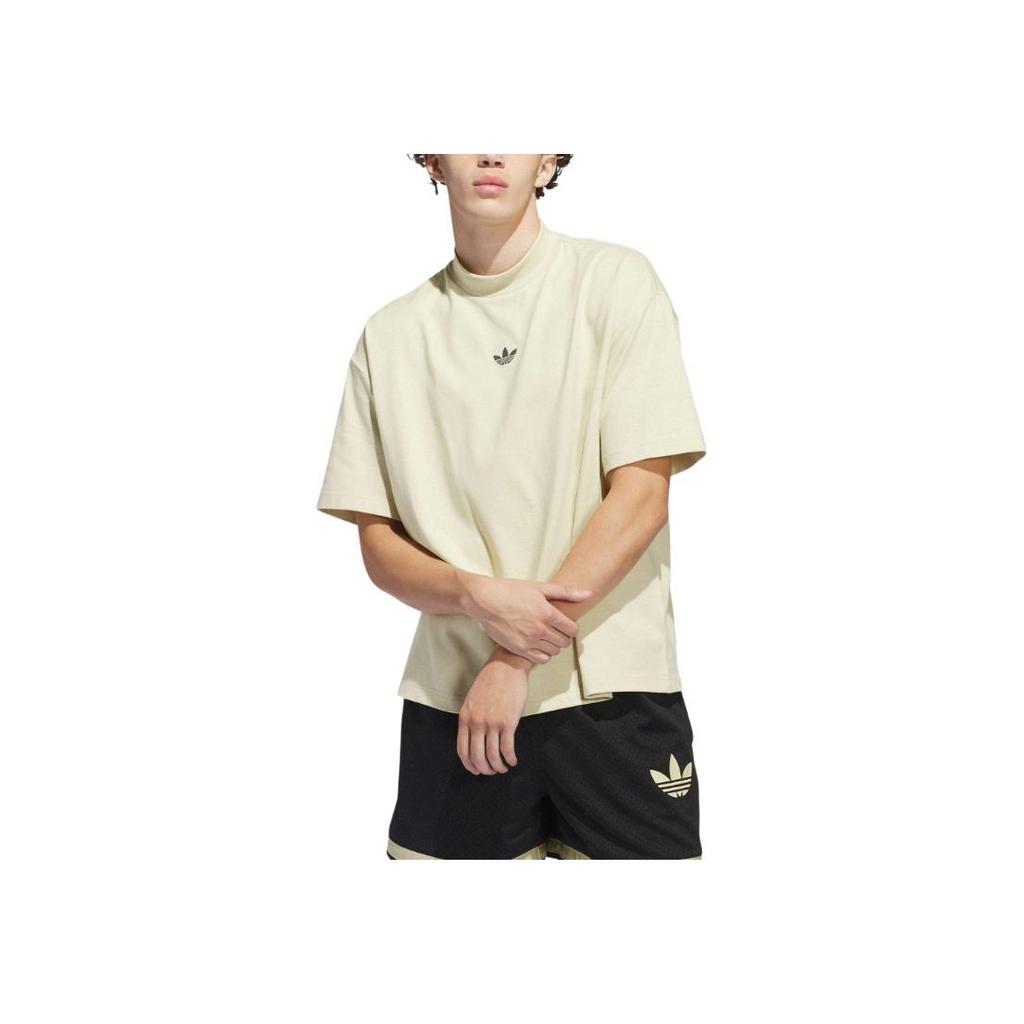 adidas T-shirt Original Couleur Unie Col Montant Manches Courtes Ajusté Unisexe Hauts Beige IN4214