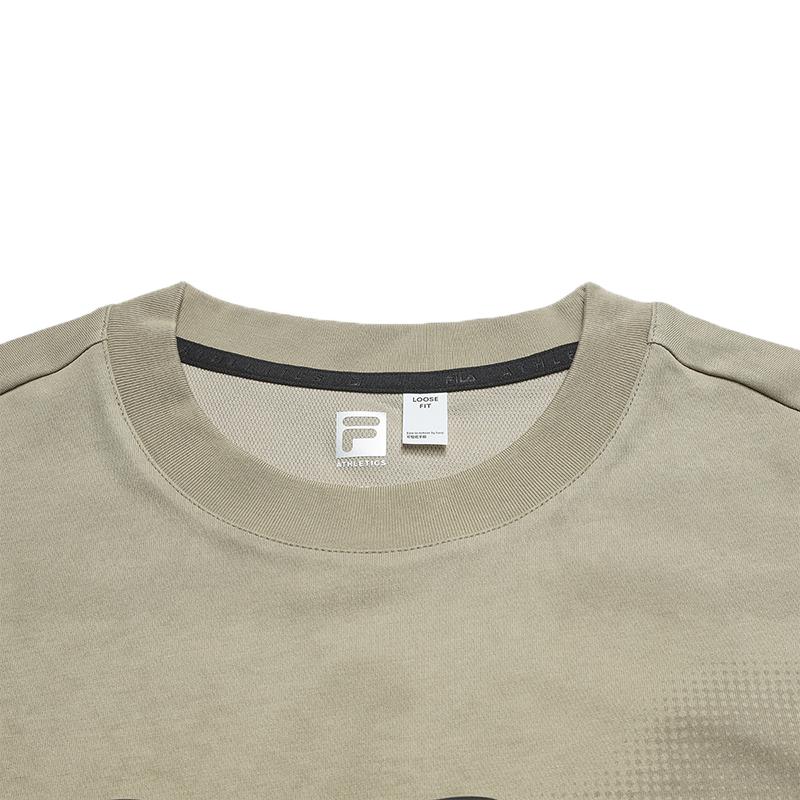 Fila Fitness Fashion Simple Versatile Comfortable Moisture-Wicking Loose Short Sleeve T-Shirt Men Tops Squirrel-Khaki A11M621124FBG