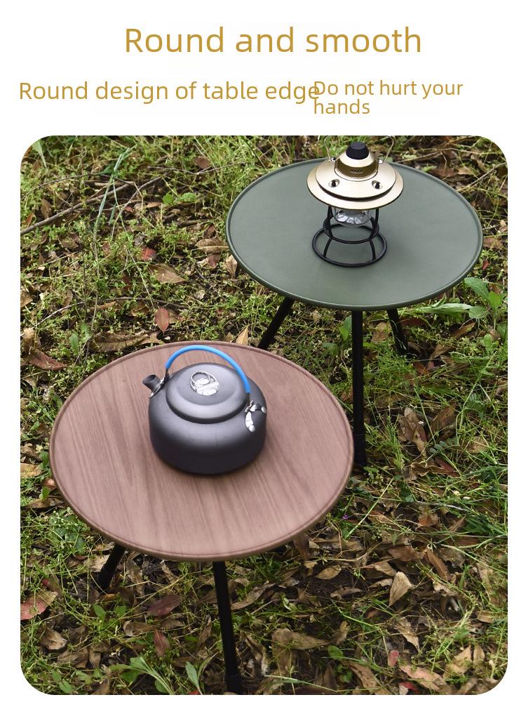 Přenosný skládací kempingový stůl se stativem - lehký kulatý konferenční stolek pro venkovní použití
