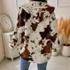 2025 Autumn/Winter European & American Women's Fashion Print Fuzzy Top Coat