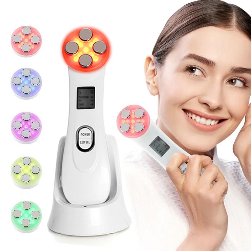 LED Photon Radio Frequency Face Skin Tightening Machine Anti-Wrinkle Ion Microcurrent Facial Massager Beauty Personal Care