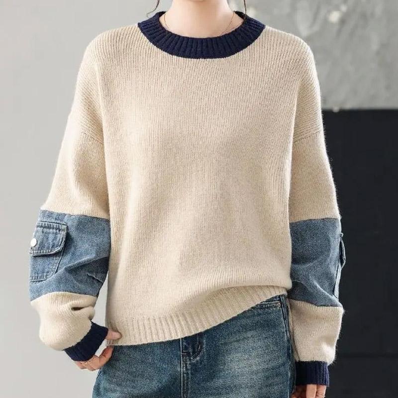 Sweater for Women Autumn Winter Thickened Pullover Warm Knitted Stretchy Long Sleeve Oversize Jumper Tops