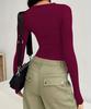 European/American Autumn Versatile Solid Color Long Sleeve Pullover T-Shirt