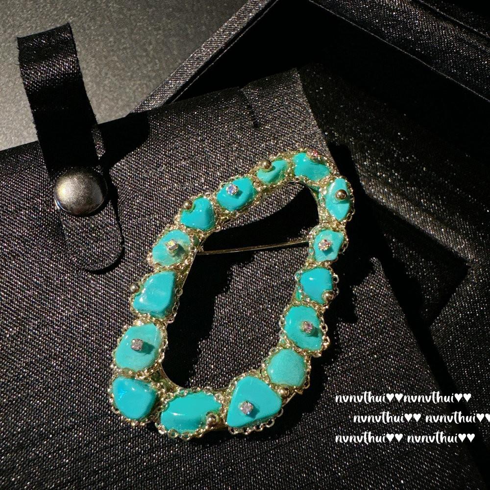 Court Petal Pearl Brooch, Watery Turquoise, Irregular Hollow Droplet Brooch