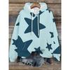 Women's Hooded Sweatshirt with Fashionable Star Print Design, Made of Comfortable and Skin-Friendly Polyester Fabric. Features a Drawstring Hood