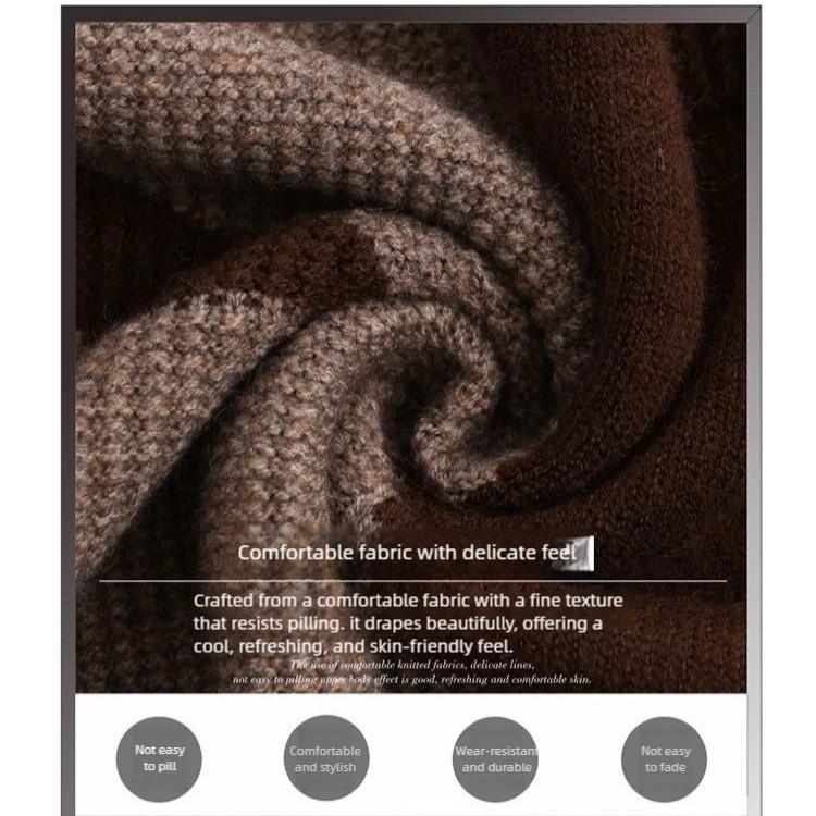 Autumn Winter Women's Crew Neck Thick Knit Sweater Loose Color-block Soft and Skin-friendly Knitted Pullover Top