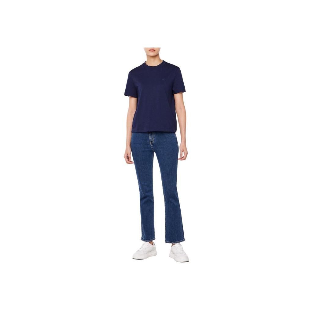 Calvin Klein Logo Round Neck Short Sleeve T-Shirt Women Tops Sound-Blue 47A219G-RNV