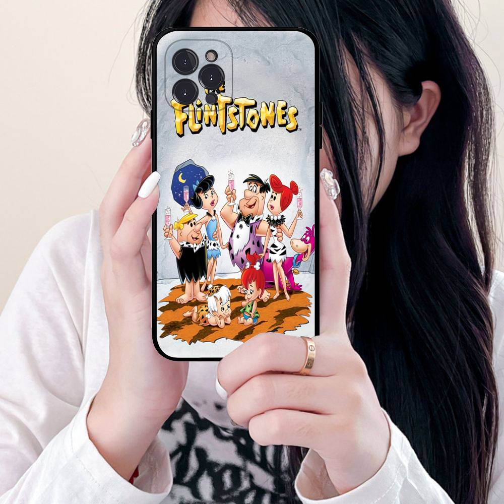 The Flintsto nes Cartoon Phone Case For IPhone 17 Air 16 15 14 Plus 13 12 Mini 11 Pro Max Black Cover