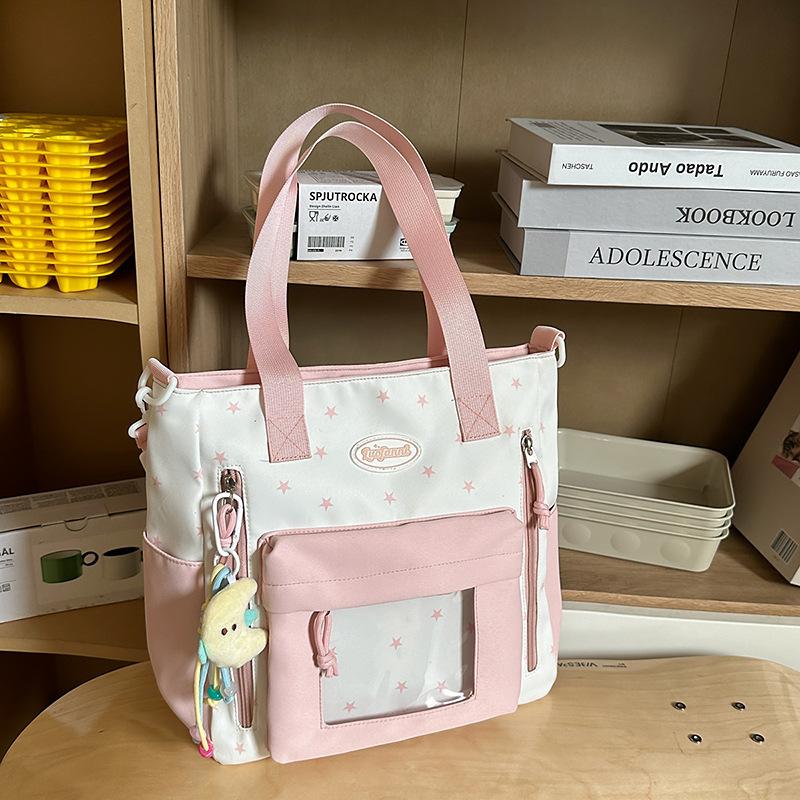 New schoolbag women's blue high-value shoulder bag multi-compartment primary and secondary school students grade two-piece pain bag