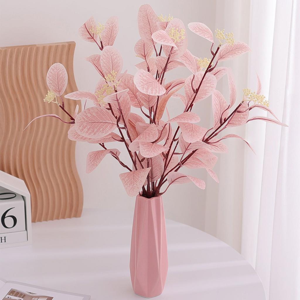 Colored Eucalyptus Leaves Simulated Plant Decorative Flowers Fake Flowers Vase Home Living Room Dining Table Ornaments Display