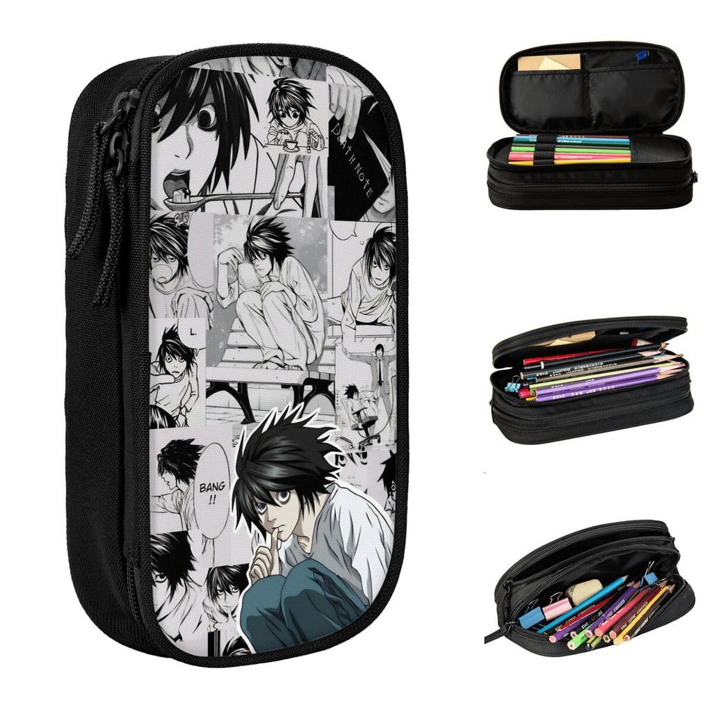 Classic L Lawliet Pencil Case Deathnotes Anime Pencilcases Pen Holder for Girls Boys Bag School Supplies Gifts Stationery