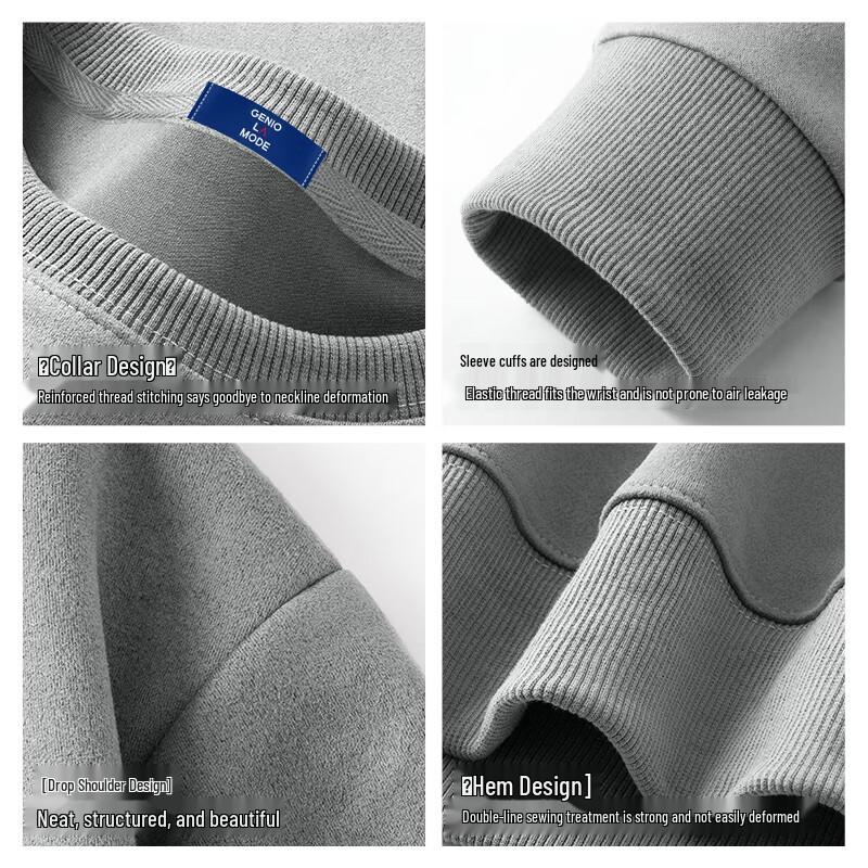 GENIOLAMODE Men's Suede Crewneck Graphic Sweatshirt