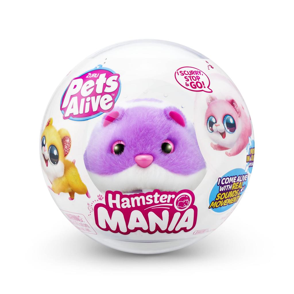 Pets Alive Hamstermania od ZURU Hamster Elektronické zvuky pro mazlíčky Interaktivní hračka s křečkovým míčkem pro dívky a děti 9543D (Nachový) 20+