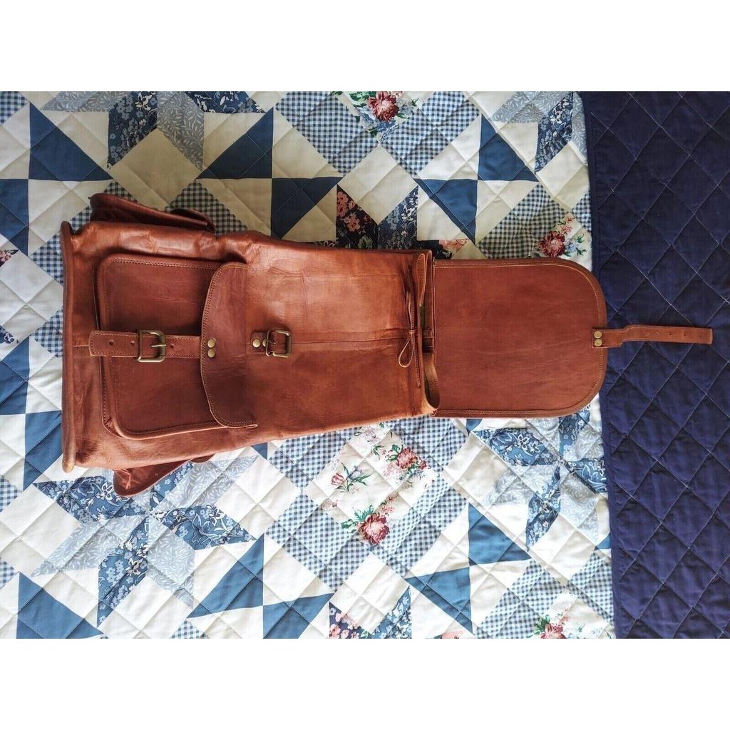 Genuine Rucksack Laptop Gym Bag Goat Leather Large Men's Vintage Backpack Travel