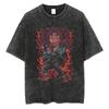 Anime Demon Slayer Rengoku Kyoujurou Print T Shirt Men Women Washed Cotton Tshirts Manga Tee Harajuku Male Casual Loose T-shirt