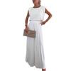 Women's Fashion Set Round Neck Sleeveless Top Wide Leg Pants Two Piece Casual Outfit