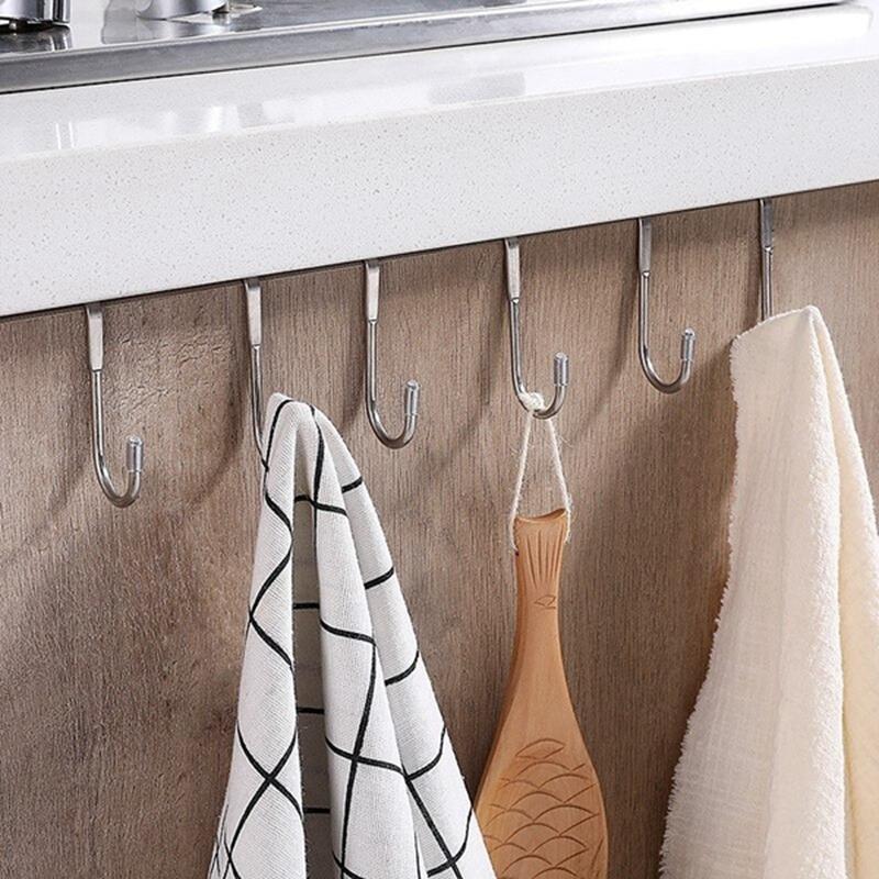 Küchen-Badezimmer-Schranktür-Rückseite, nicht abfärbender Tür-Rückhaken, Kleiderhaken, S-Typ, lochfreier Haken