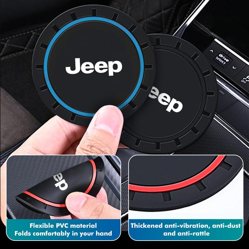 Car Silicone Coaster Anti-Slip Car Water Cup Mat Auto Accessories For Jeep Grand Cherokee Wrangler JK Renegade Gladiator Compass AKO1