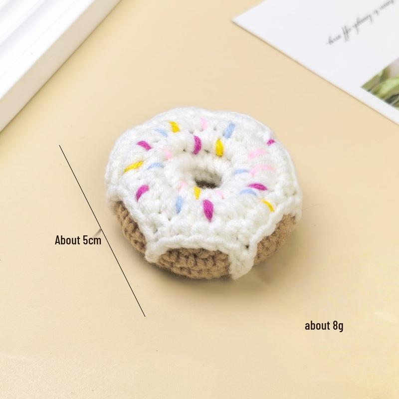 Handmade Crochet Sweet Donut Keychain Pendant - Cute DIY Accessory Gift Ornament