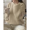 Crew neck imitation mohair sweater women's autumn and winter knitted top fashion casual sweater women's clothing
