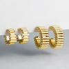 Creative Metal Gold Plated Open Circle Earring Multi-layer Geometric C-shape Hoop Earrings for Women Vintage Classic Jewelry