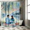 Romantic Couple By The Lake Waterproof Shower Curtain