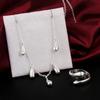 Charm Woman Party Wedding Jewelry Sets   Copper Water Drop Rings Necklace Set Classic Fashion Lady Christmas Gifts
