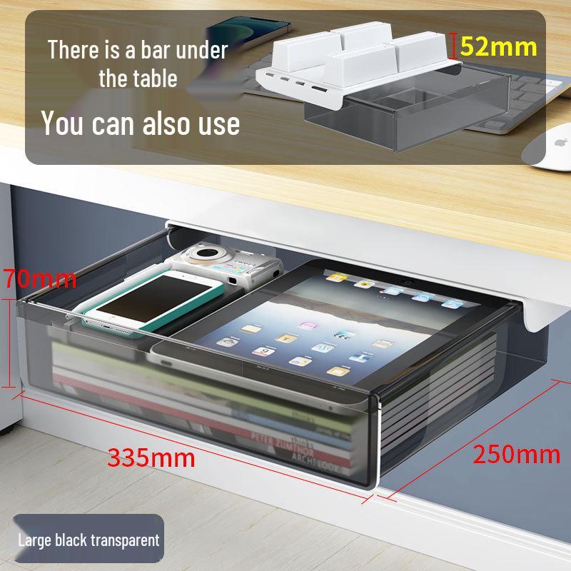 Niewidoczny organizer pod biurko: Bez wiercenia szuflada na artykuły biurowe
