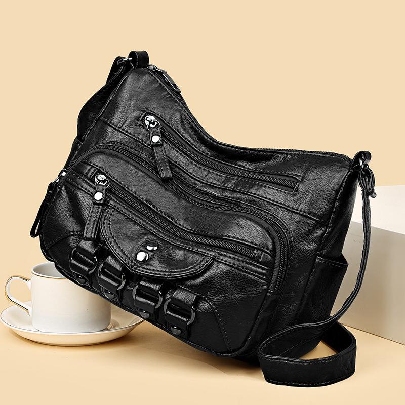 Gewebte Mehrschichtige Weiche Leder Schulter Crossbody Tasche