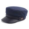 Military Cap Men Pu Leather Brim Flat Top Navy Cap Women Casual Trendy Beret Men's Hats For Casual Vintage Autumn Winter