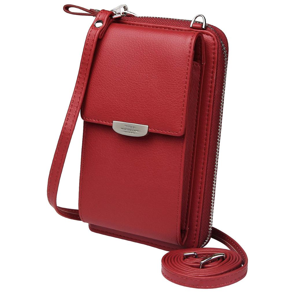 Kukoo Small Crossbody Bag Mobile Phone Wallet with Credit Card Slot for Women US Red Size One_size Color