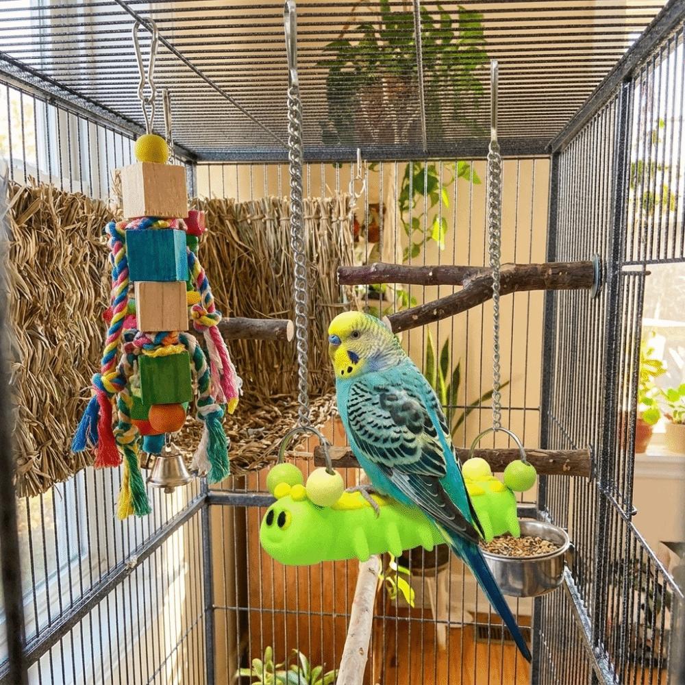 Durable Parrot Perch Stand Bite Resistant Parrot Swing Toy Birdcage Hanging Swing Training Toy