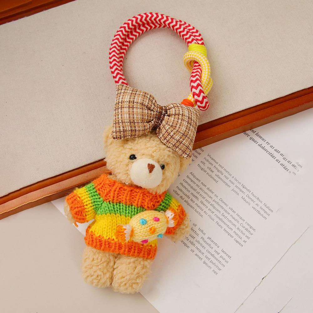 INS Style Candy Little Bear Pendant Keychain Cute Plush Doll Bag Charm Chic Car Hanging Piece Girl Accessories Gift A350